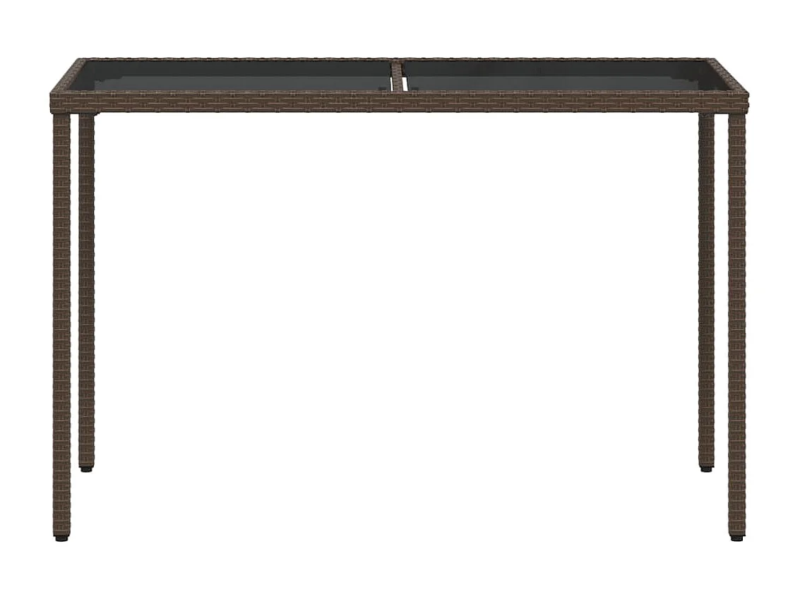 Table de jardin dessus en verre marron 115x54x74 poly rotin