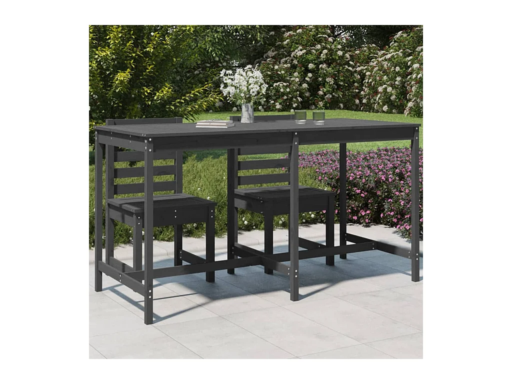 Table de jardin gris 203,5x90x110 bois massif de pin