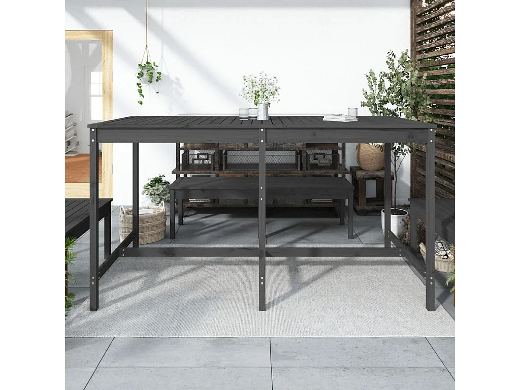 Table de jardin gris 203,5x90x110 bois massif de pin