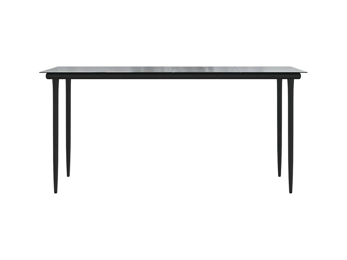 Table à dîner de jardin Noir 160x80x74 Acier et verre trempé