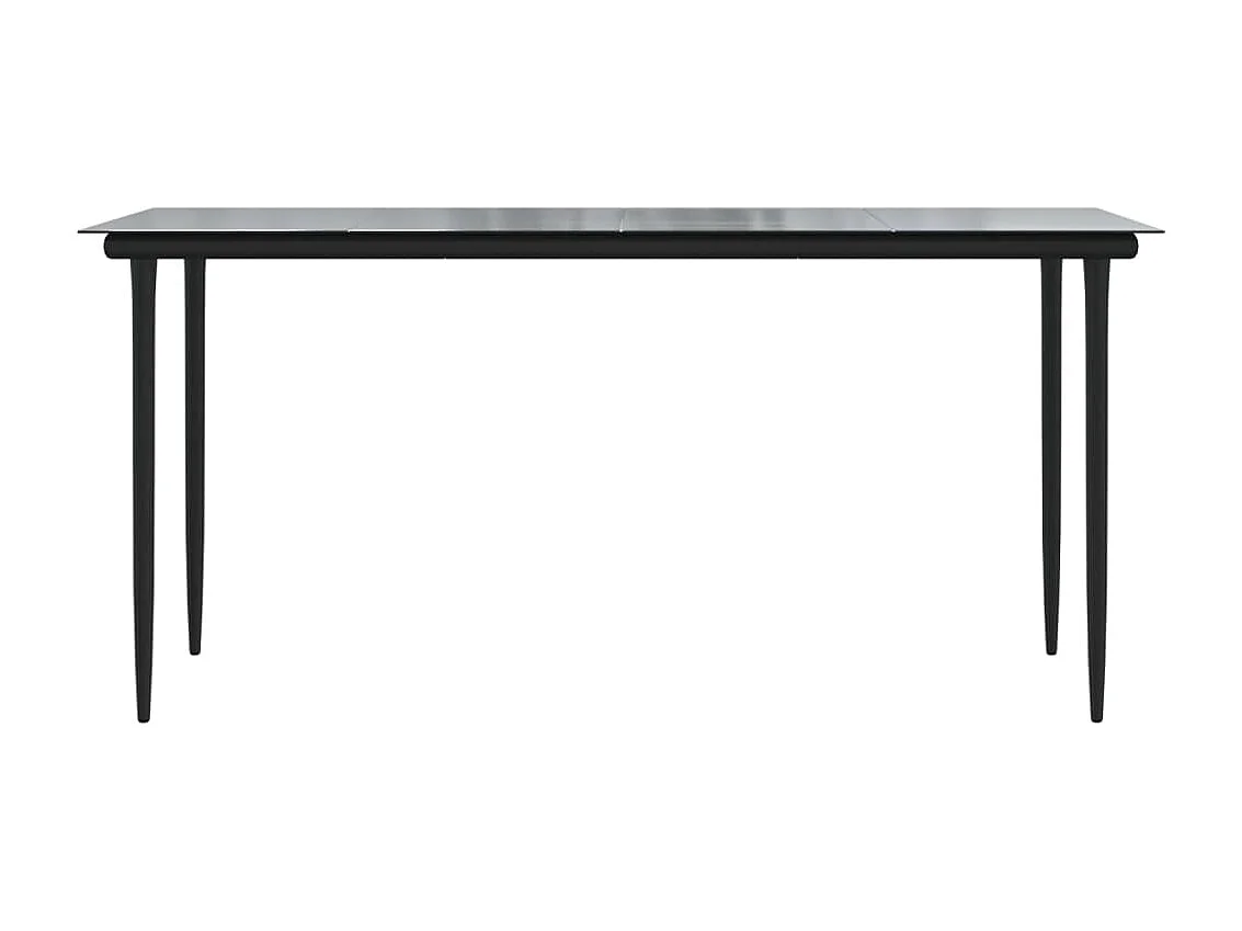 Table à dîner de jardin Noir 160x80x74 Acier et verre trempé