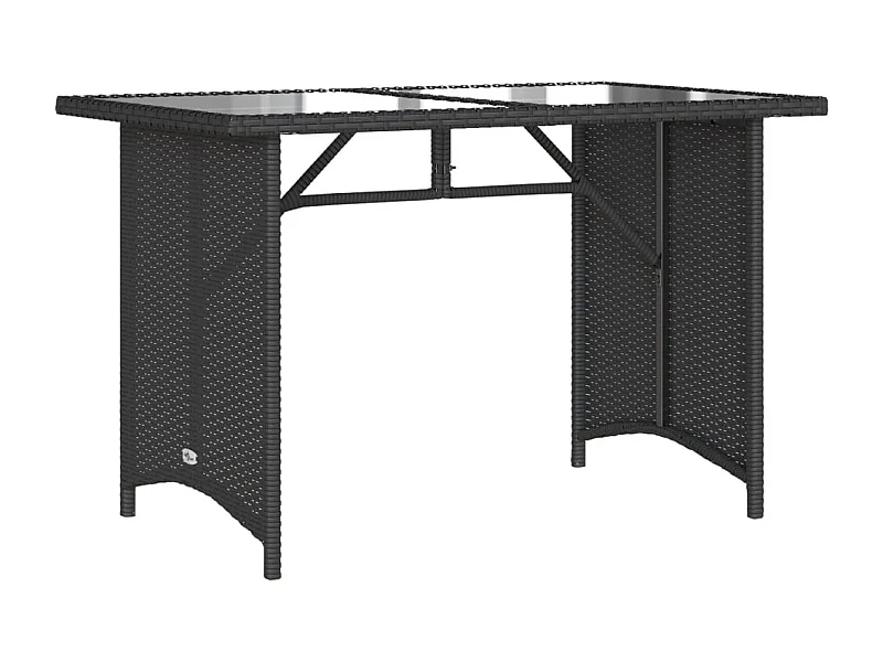Table de jardin avec dessus en verre noir 110x68x70 poly rotin