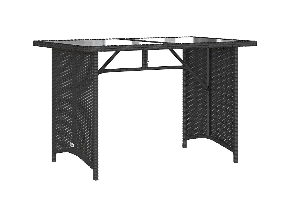Table de jardin avec dessus en verre noir 110x68x70 poly rotin