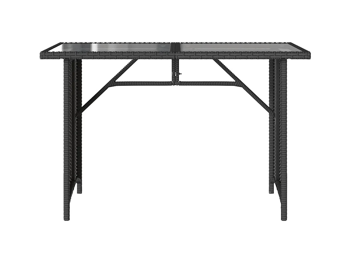 Table de jardin avec dessus en verre noir 110x68x70 poly rotin