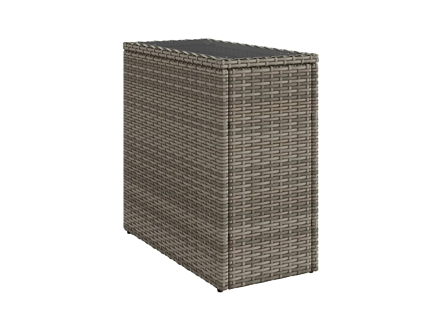 Table d'appoint de jardin avec dessus en verre gris rotin