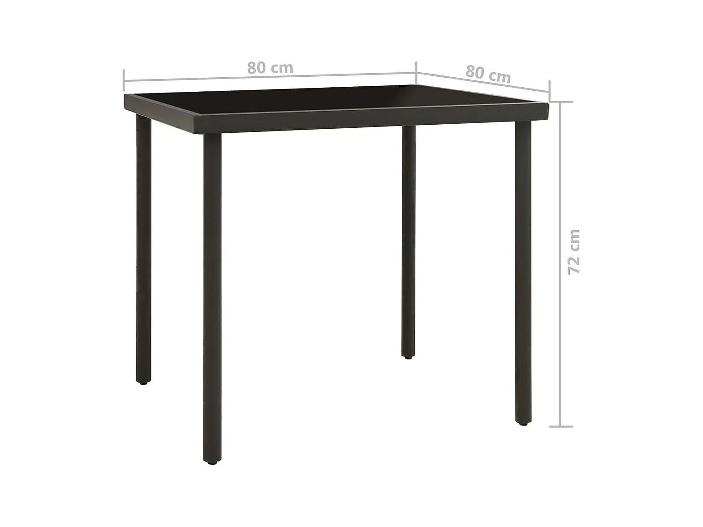 Table à dîner d'extérieur Anthracite 80x80x72 Verre et acier