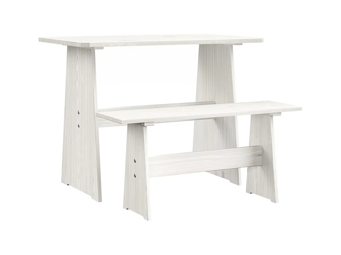 Table à manger avec banc Blanc Bois de pin solide