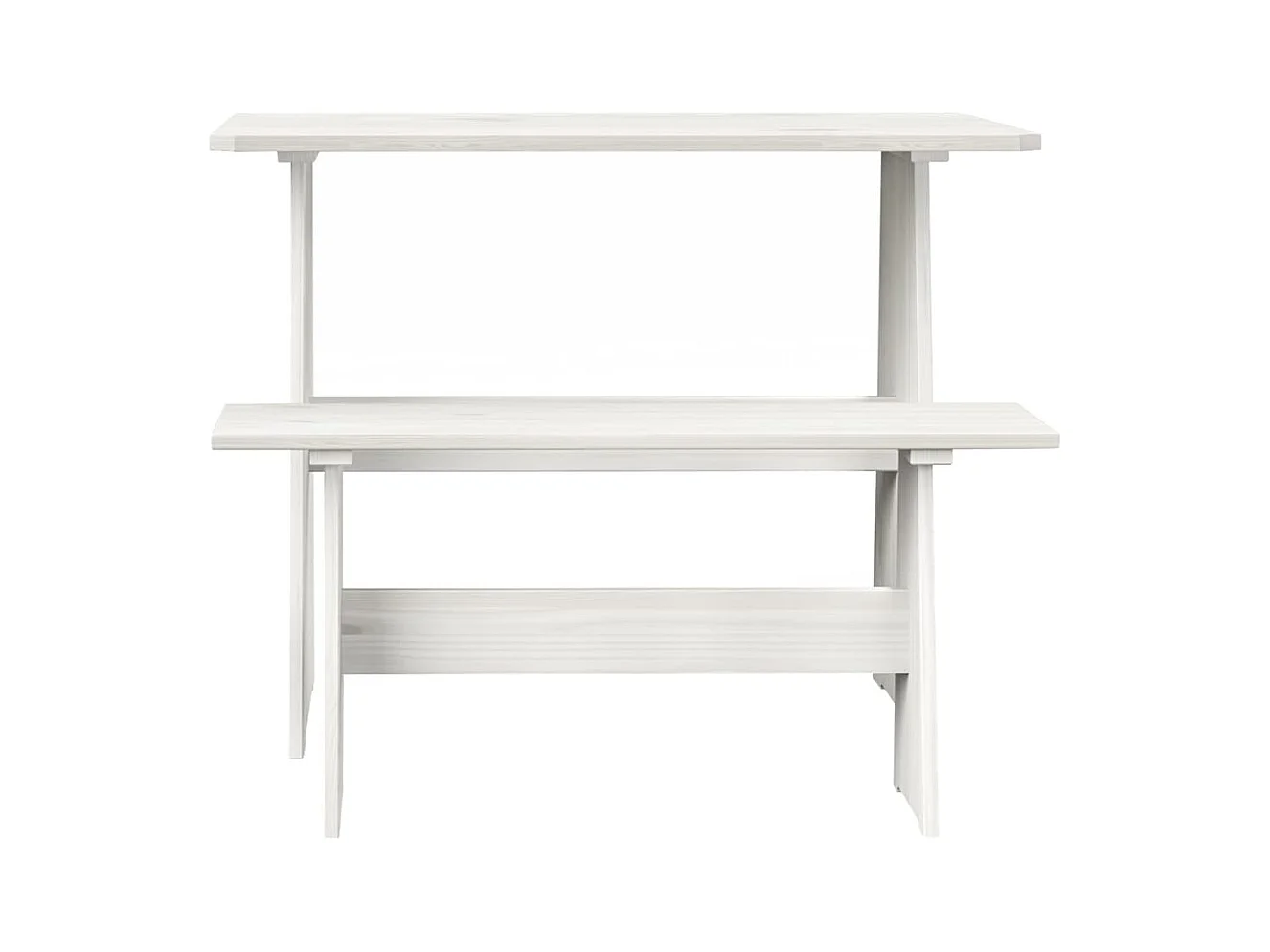 Table à manger avec banc Blanc Bois de pin solide