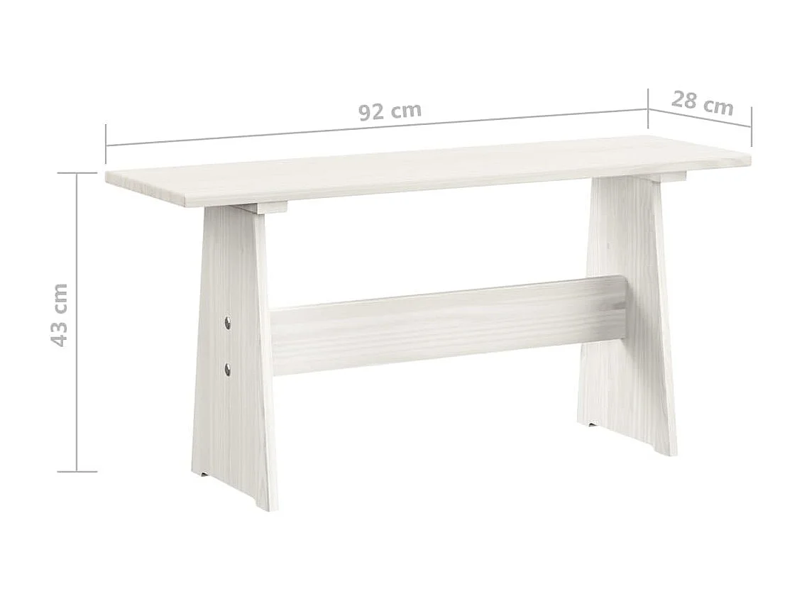 Table à manger avec banc Blanc Bois de pin solide