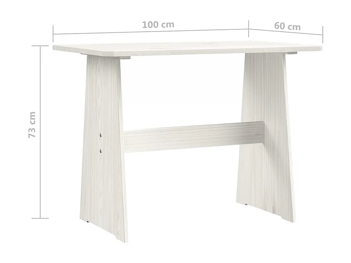 Table à manger avec banc Blanc Bois de pin solide