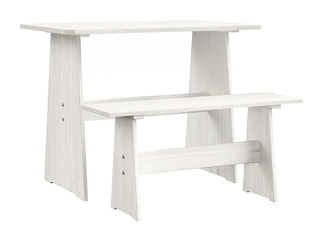 Table à manger avec banc Blanc Bois de pin solide