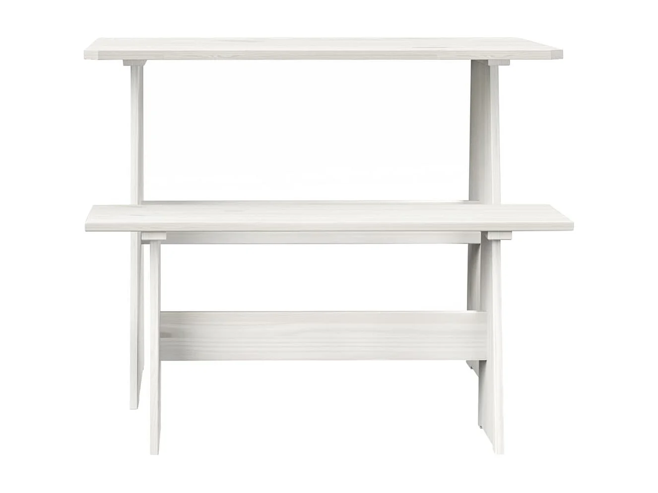 Table à manger avec banc Blanc Bois de pin solide