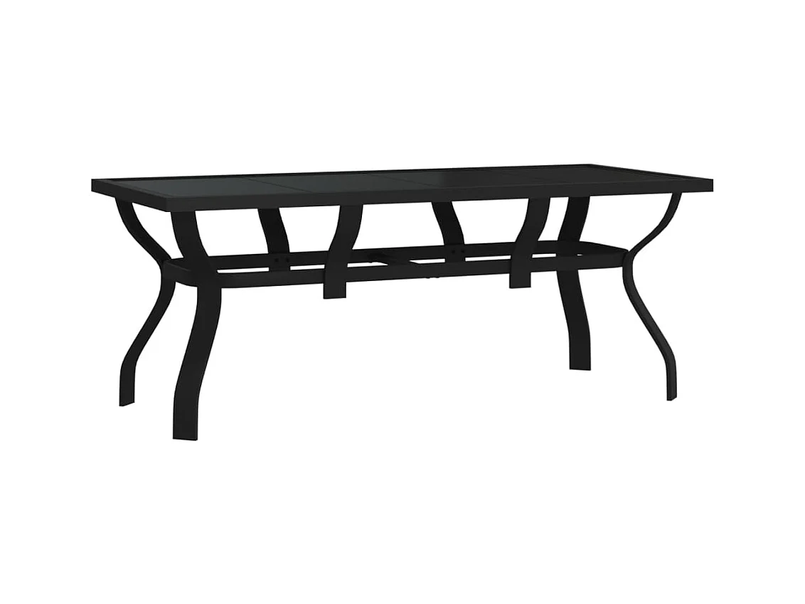Table de jardin Noir 180x80x70 Acier et verre