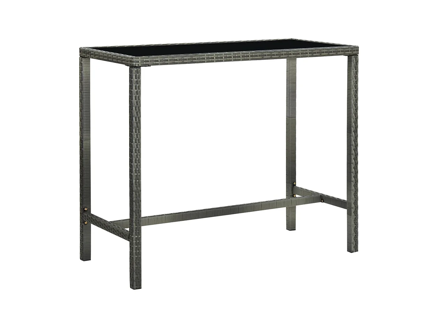 Table bar de jardin Gris 130x60x110 Résine tressée et verre