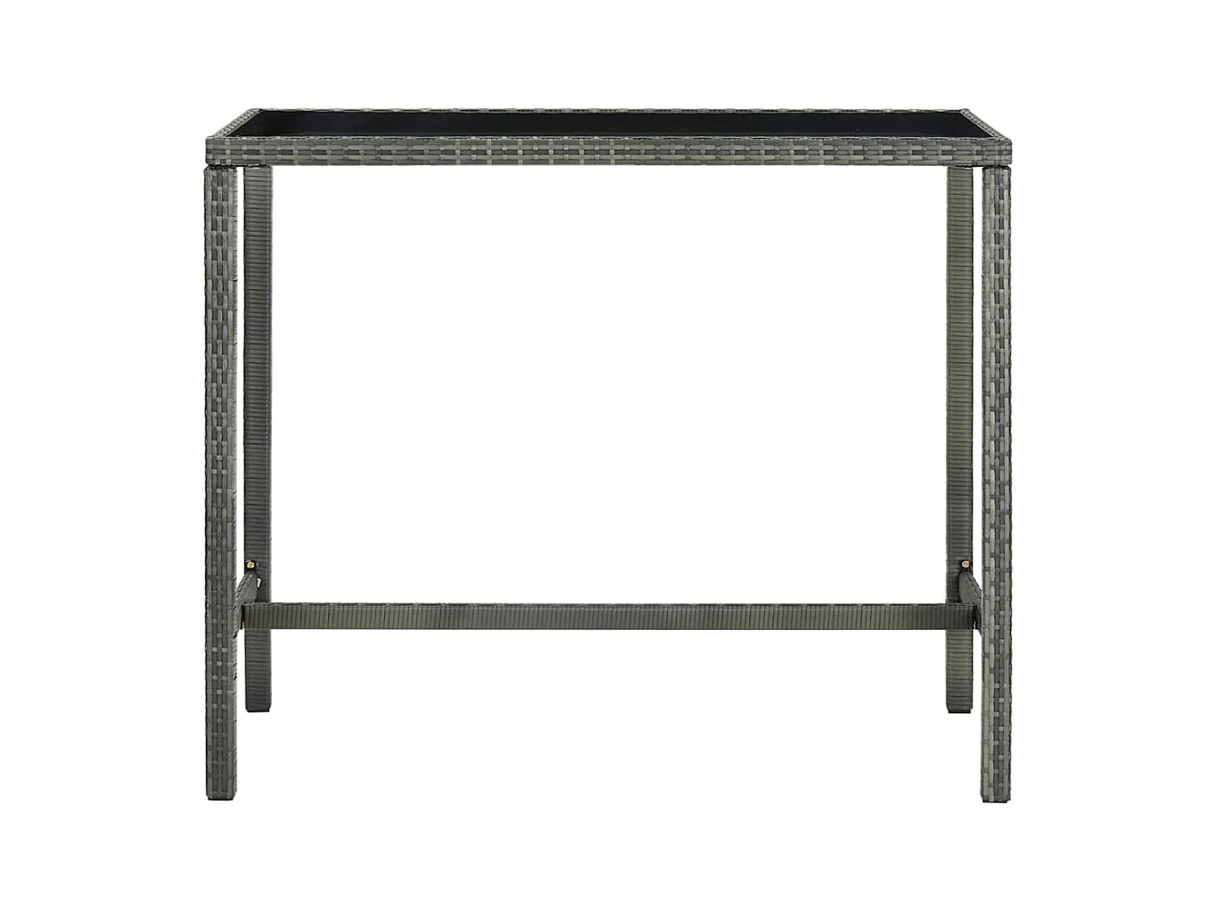 Table bar de jardin Gris 130x60x110 Résine tressée et verre
