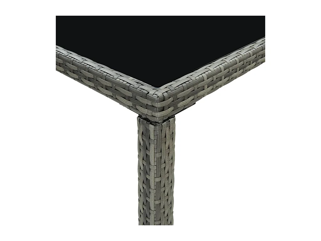 Table bar de jardin Gris 130x60x110 Résine tressée et verre
