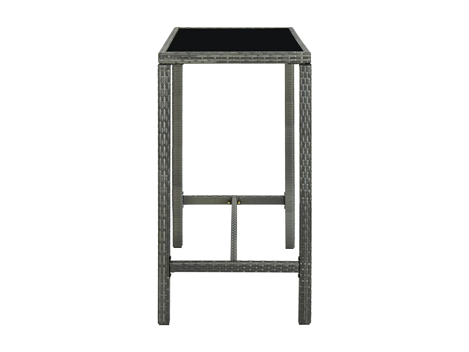 Table bar de jardin Gris 130x60x110 Résine tressée et verre