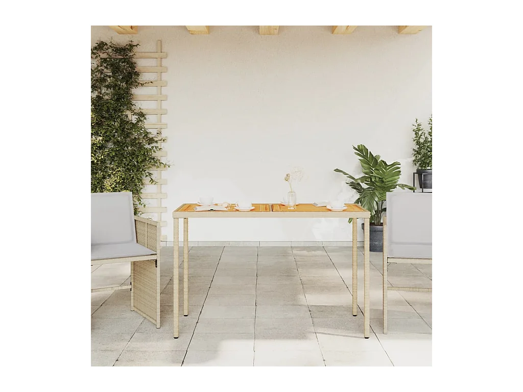 Table de jardin avec dessus en bois d'acacia beige 115x54x74