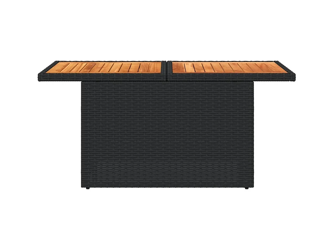 Table de jardin noir 100x55x73 résine tressée et bois acacia