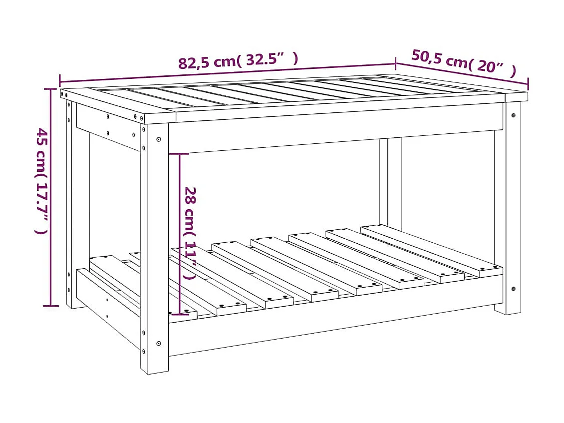 Table de jardin 82,5x50,5x45 bois massif de douglas