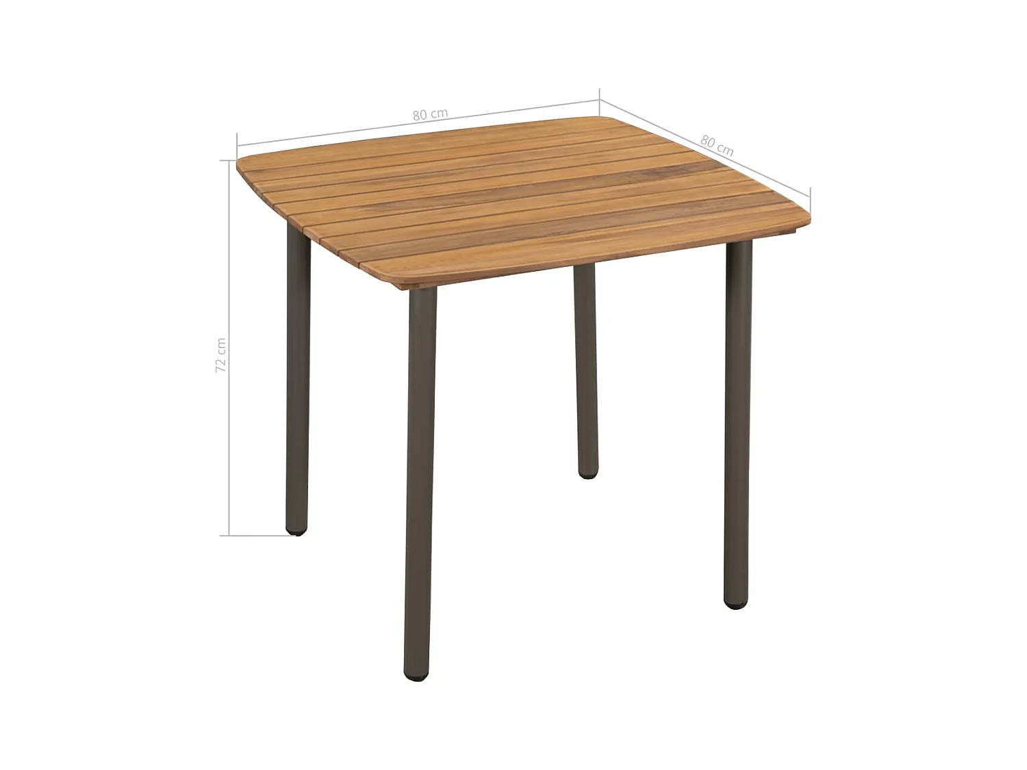 Table de jardin 80 x 80x72 Bois d'acacia solide et acier