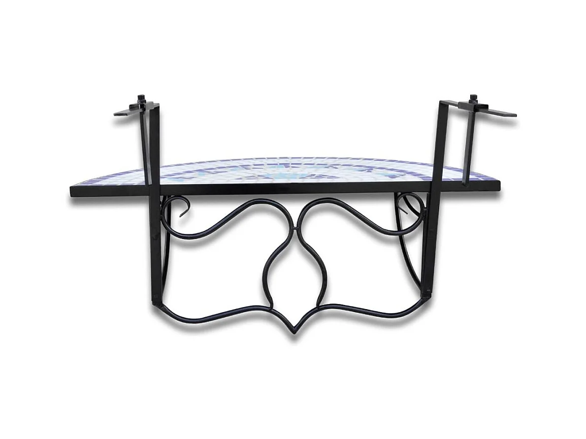 Table suspendue de balcon Bleu et blanc Mosaïque