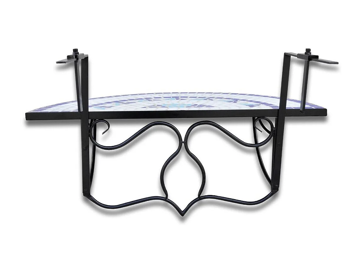 Table suspendue de balcon Bleu et blanc Mosaïque