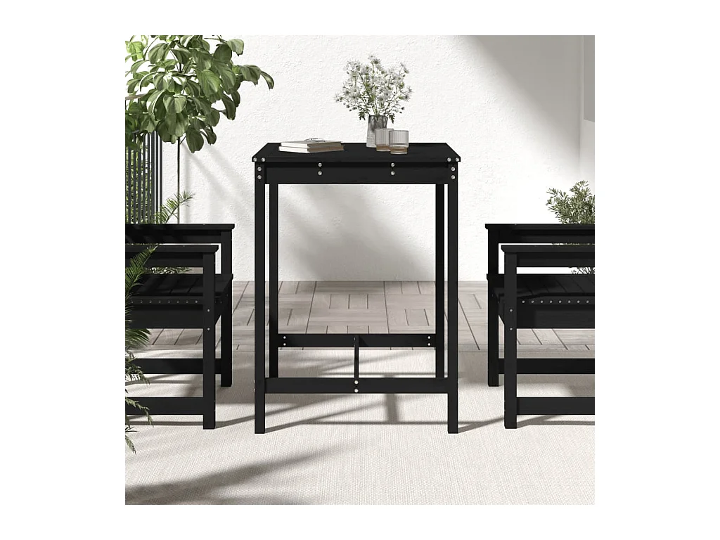 Table de jardin noir 82,5x82,5x110 bois massif de pin