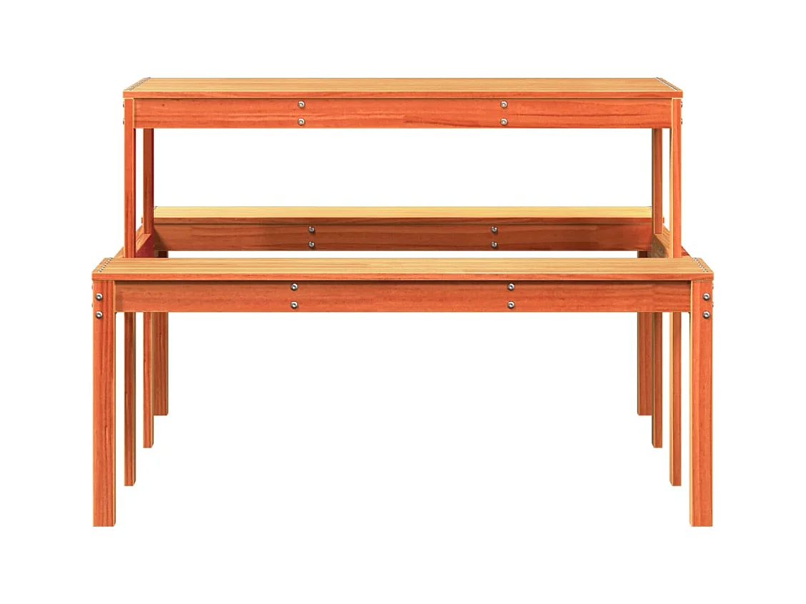 Table de pique-nique marron 110x134x75 bois massif pin