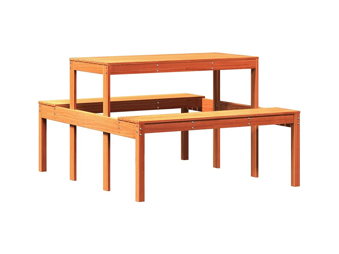 Table de pique-nique marron 110x134x75 bois massif pin