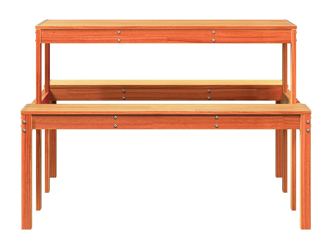 Table de pique-nique marron 110x134x75 bois massif pin