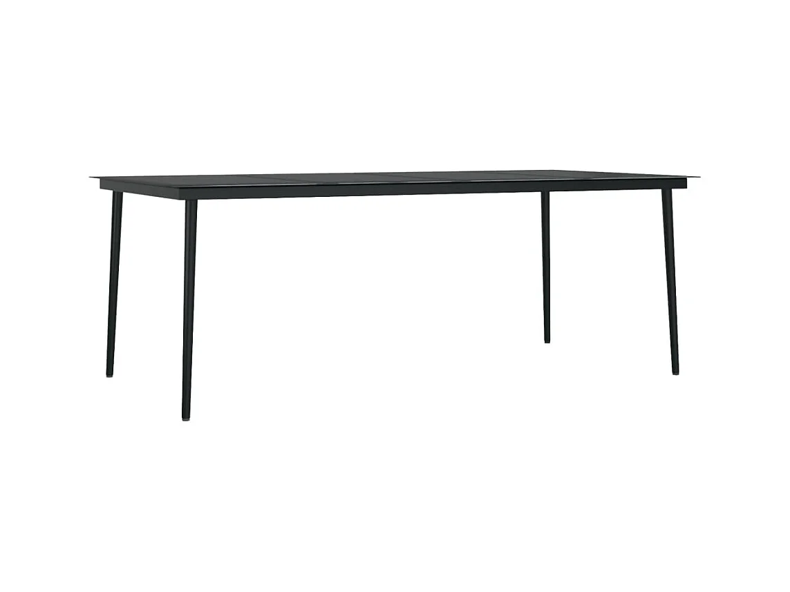 Table à dîner de jardin Noir 200x100x74 Acier et verre