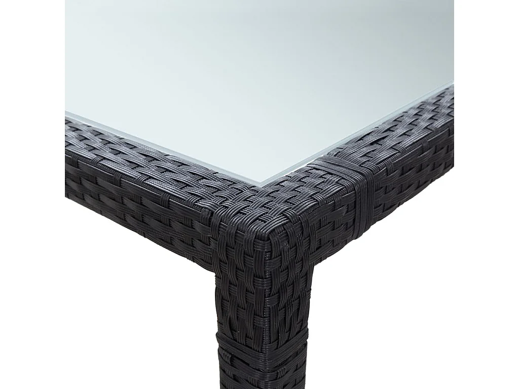 Table à dîner d'extérieur Noir 200x150x74 Résine tressée