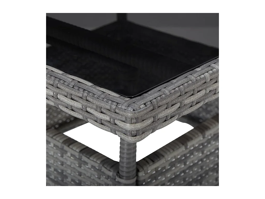 Table à manger d'extérieur Gris Résine tressée et verre