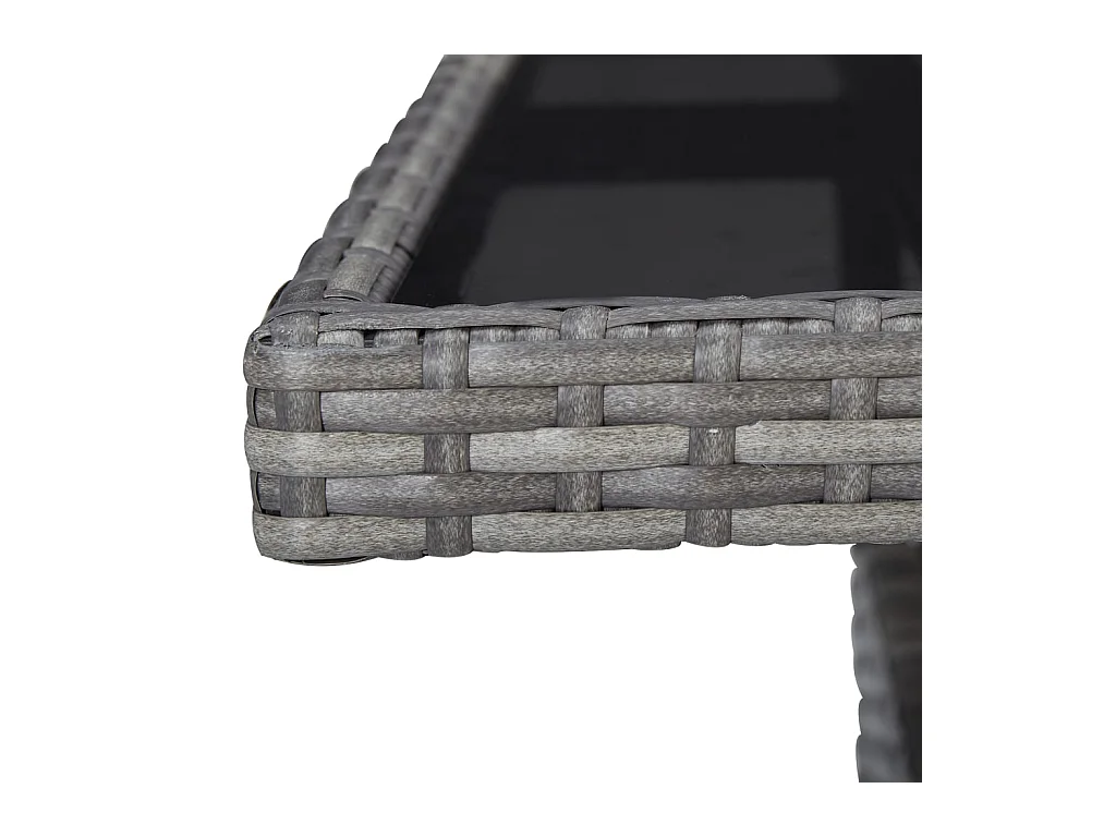 Table à manger d'extérieur Gris Résine tressée et verre