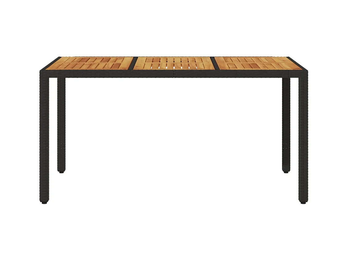 Table de jardin et dessus en bois d'acacia noir résine tressée