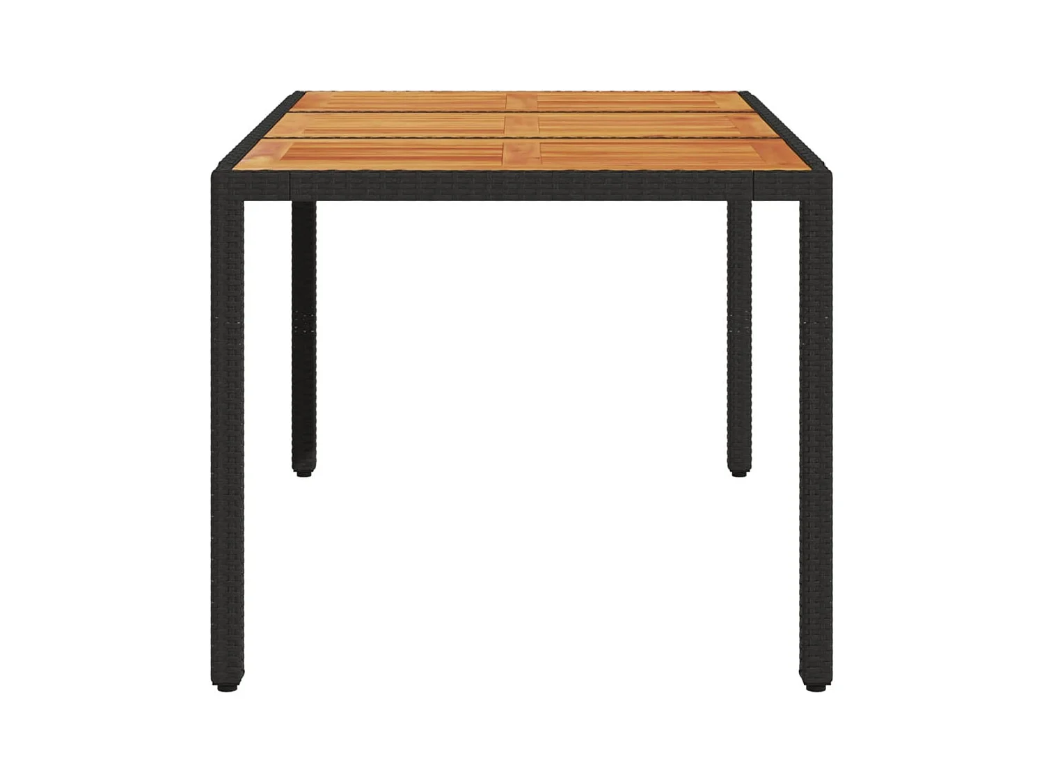 Table de jardin et dessus en bois d'acacia noir résine tressée