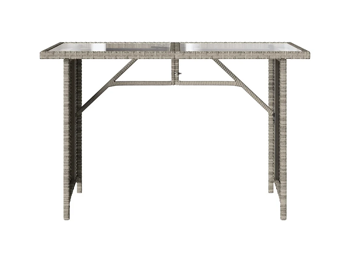 Table de jardin et dessus en verre gris clair 110x68x70 rotin
