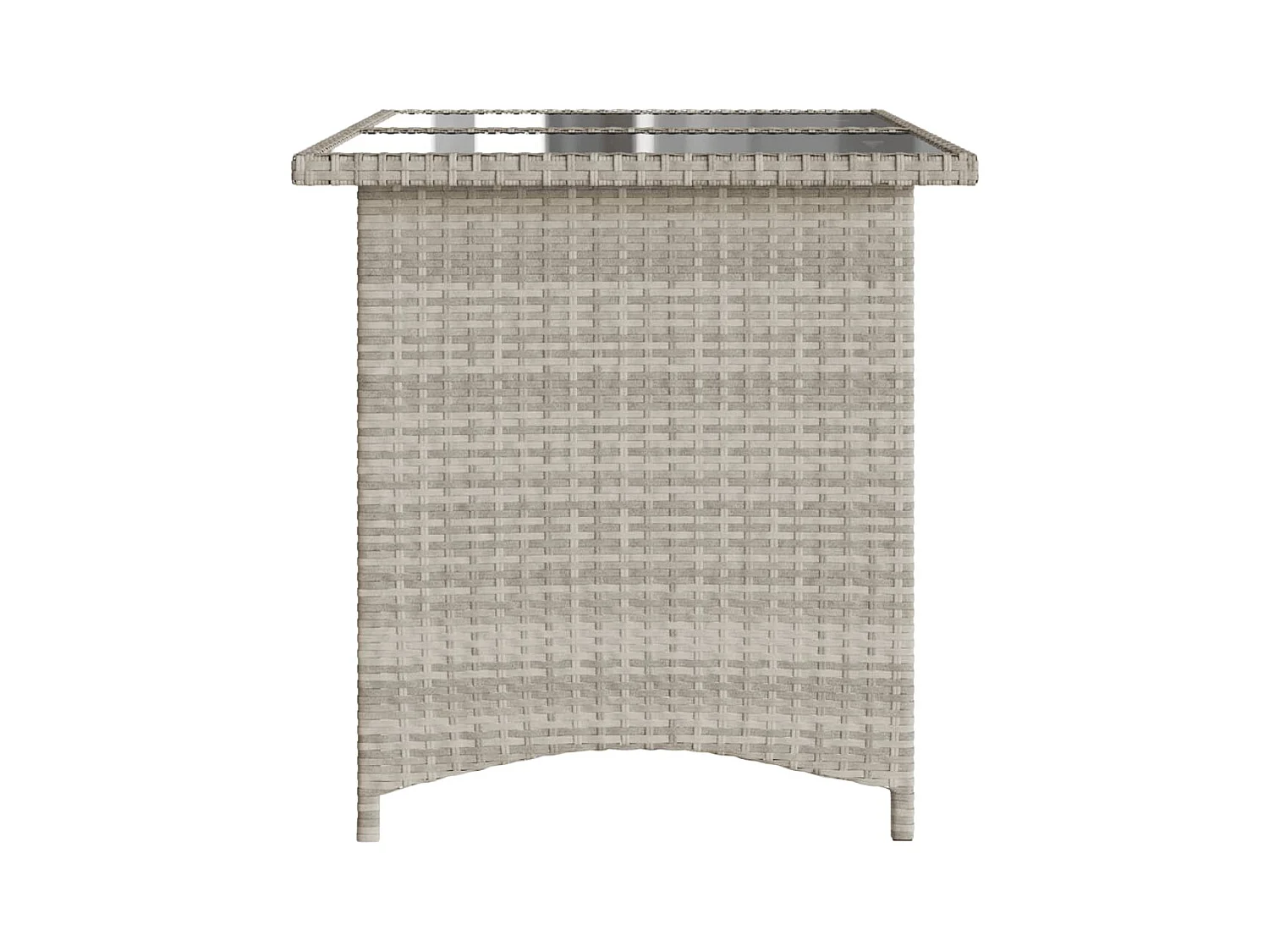 Table de jardin et dessus en verre gris clair 110x68x70 rotin