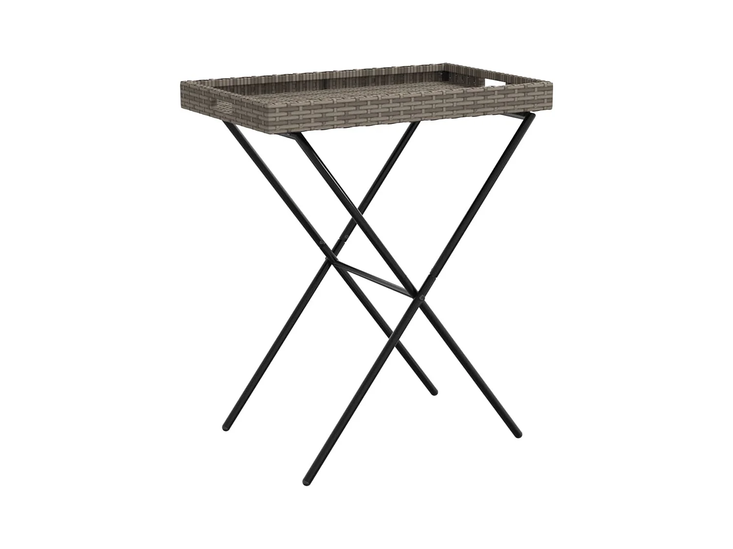 Table à plateau pliable gris 65x40x75 résine tressée