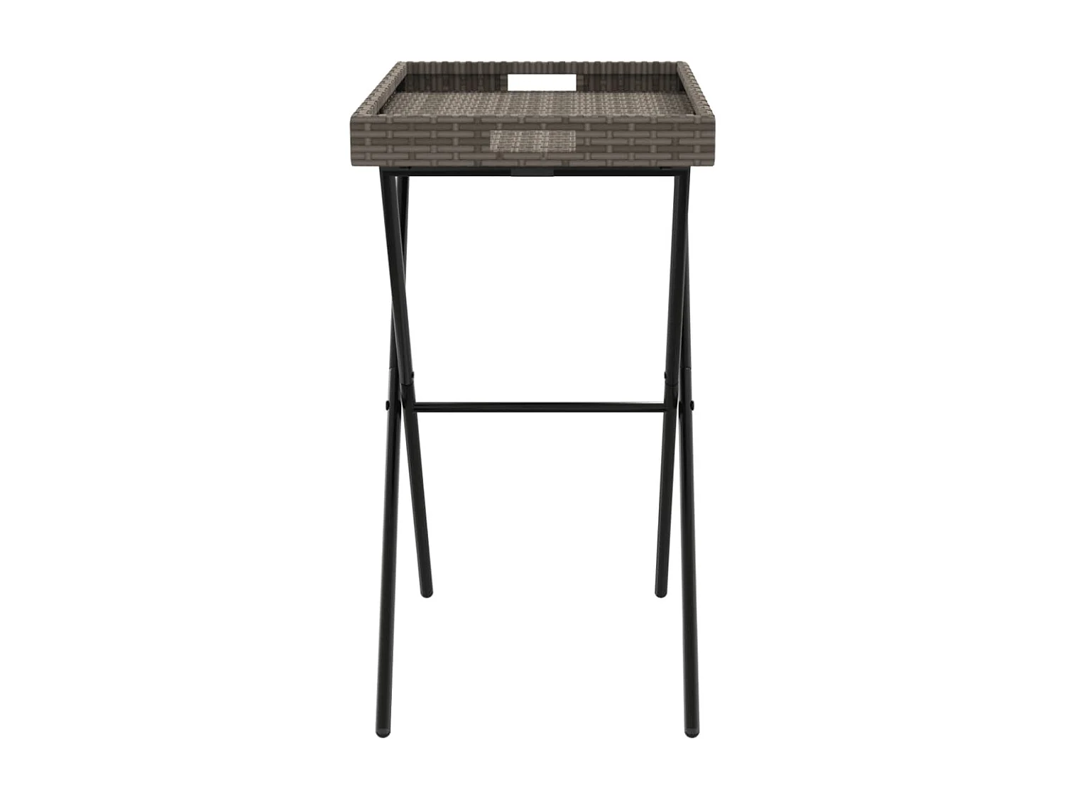 Table à plateau pliable gris 65x40x75 résine tressée