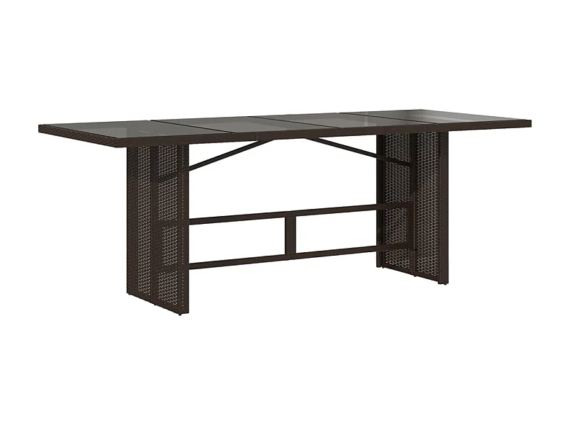 Table de jardin dessus en verre marron 190x80x74