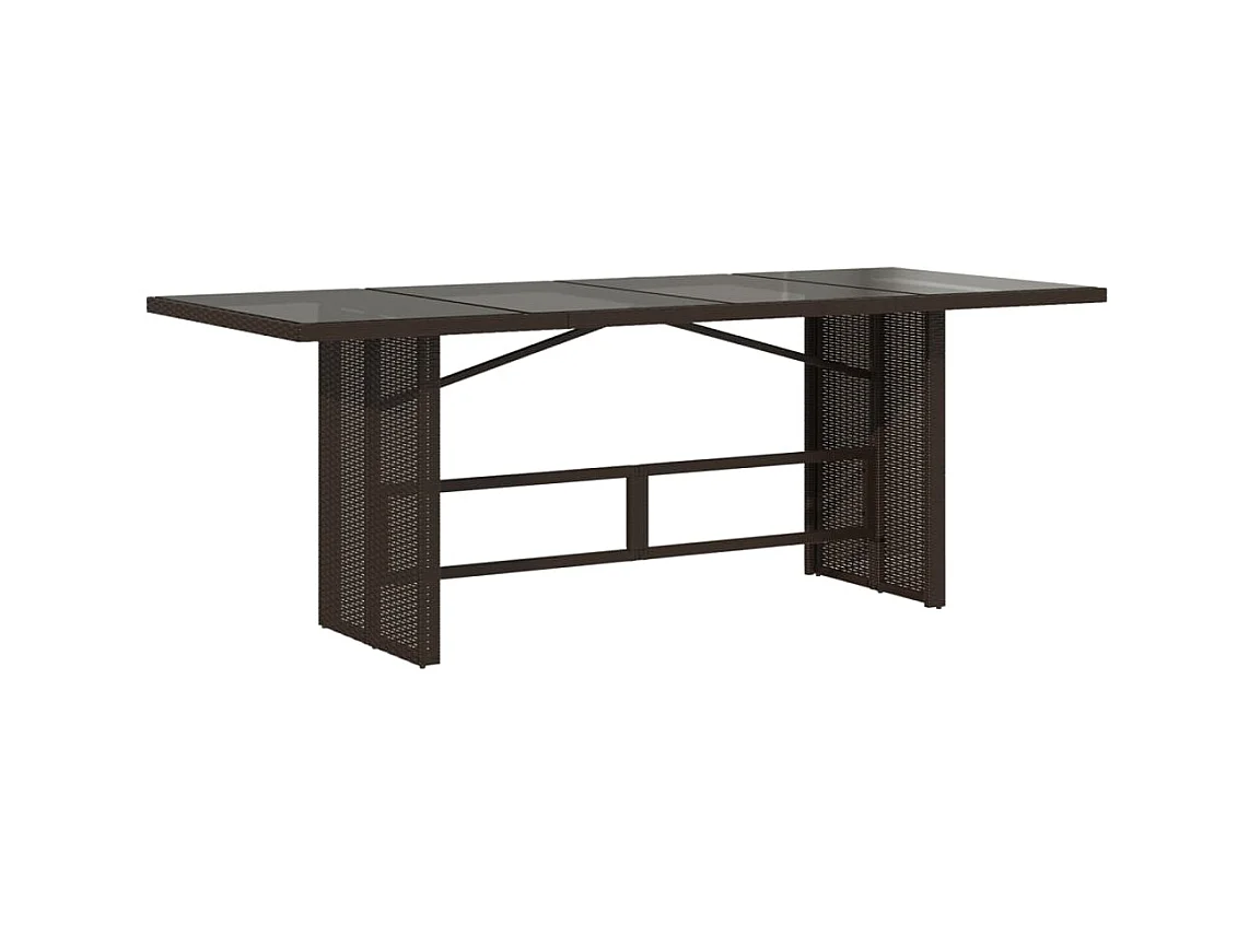 Table de jardin dessus en verre marron 190x80x74