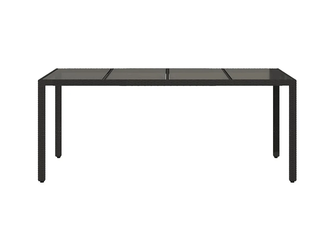 Table de jardin dessus en verre Noir 190x90x75 Résine tressée