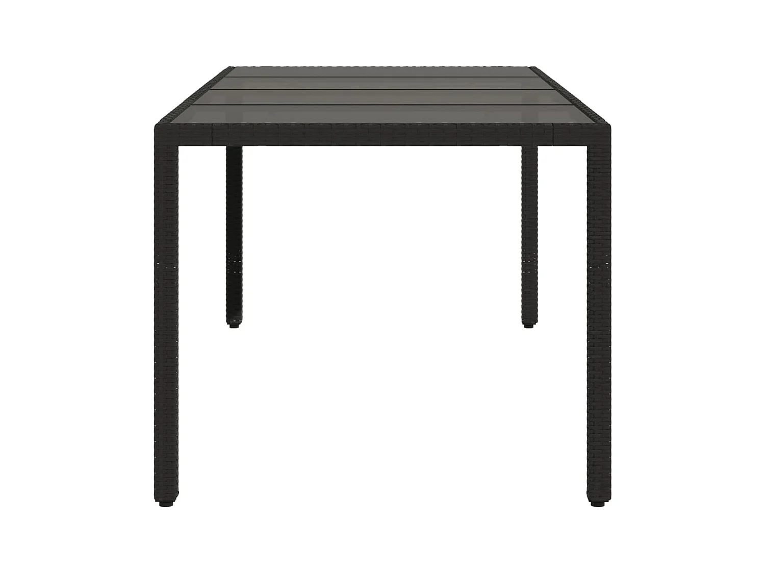 Table de jardin dessus en verre Noir 190x90x75 Résine tressée