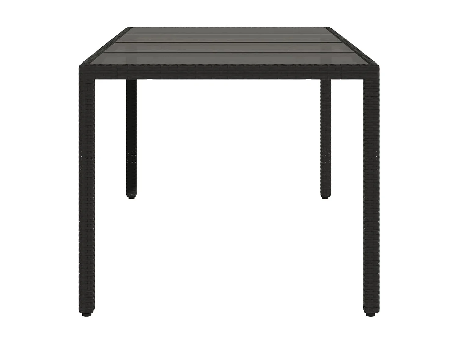 Table de jardin dessus en verre Noir 190x90x75 Résine tressée