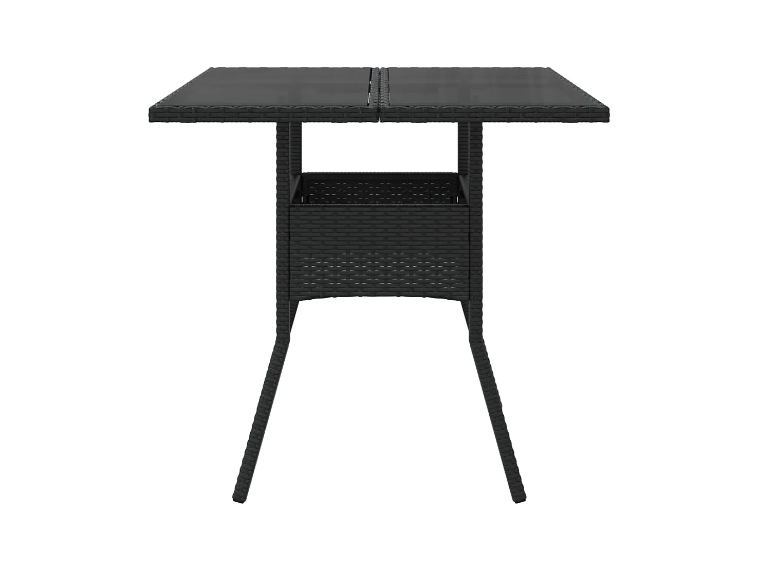 Table de jardin dessus en verre noir 80x80x75 résine tressée