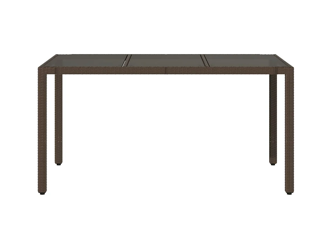 Table de jardin avec dessus en verre marron résine tressée