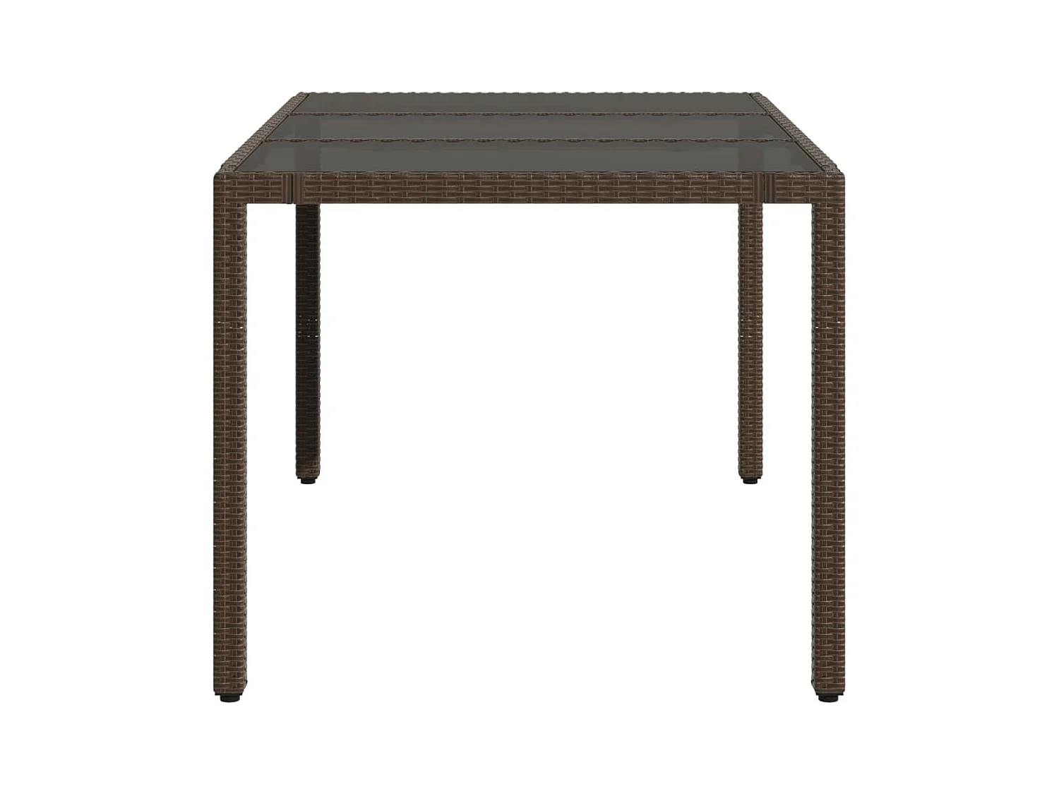Table de jardin avec dessus en verre marron résine tressée