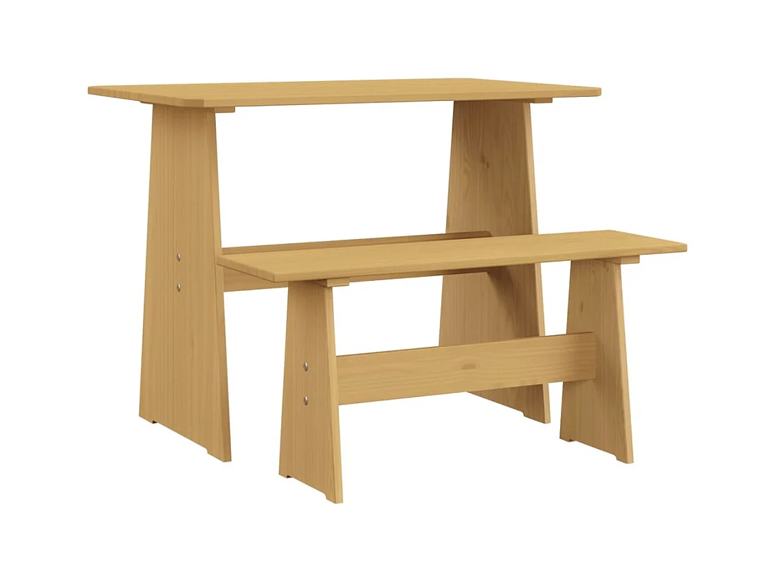 Table à manger avec banc Marron miel Bois de pin solide